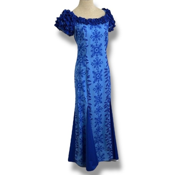 Royal Blue Hawaii Dresses & Skirts - Elegant Blue Floral Maxi Dress
